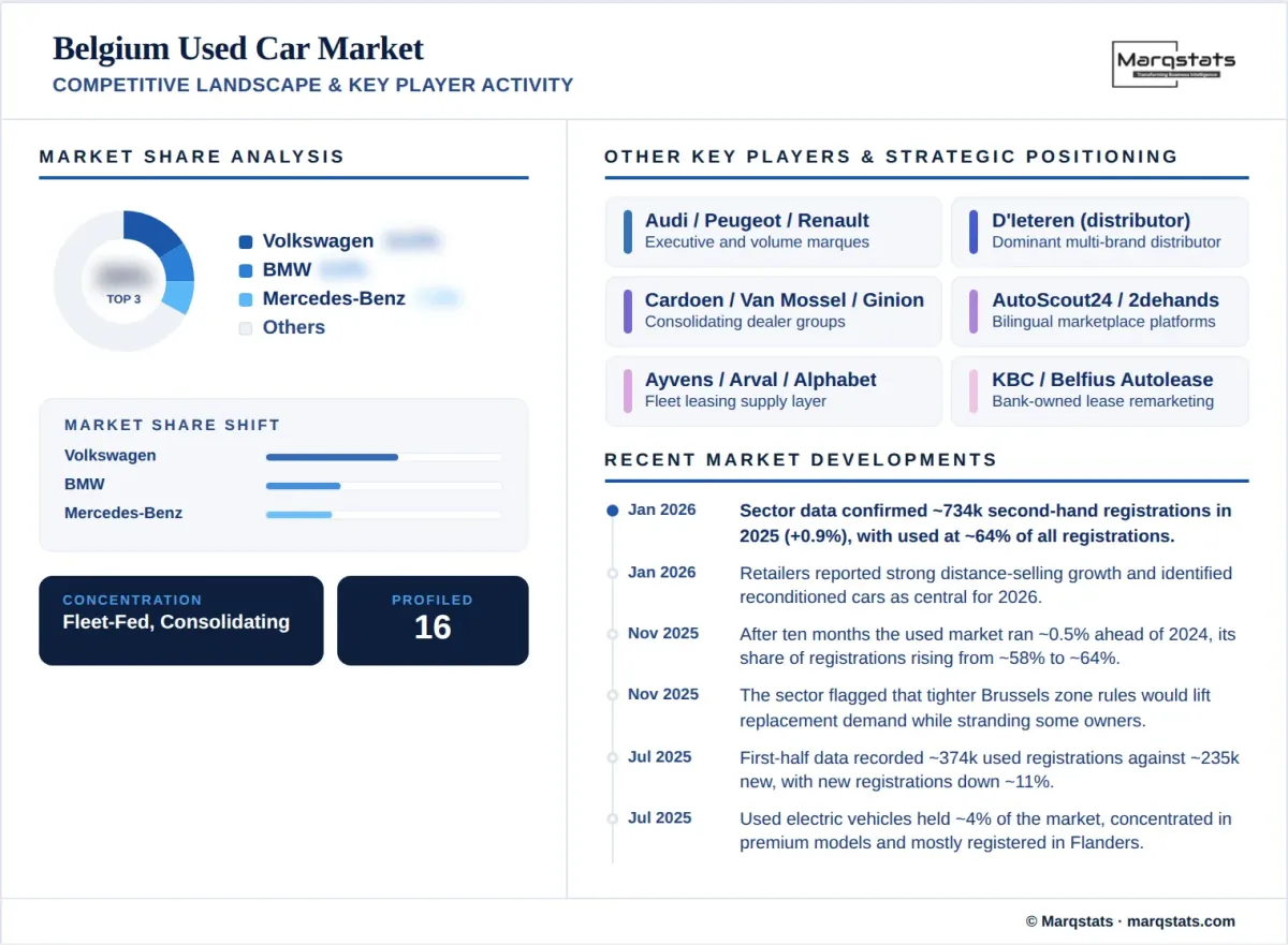 Belgium Used Car Market Competitive Landscape Key Player Activity Infographic Belgium Used Car Market Competitive Landscape Key Player Activity Infographic