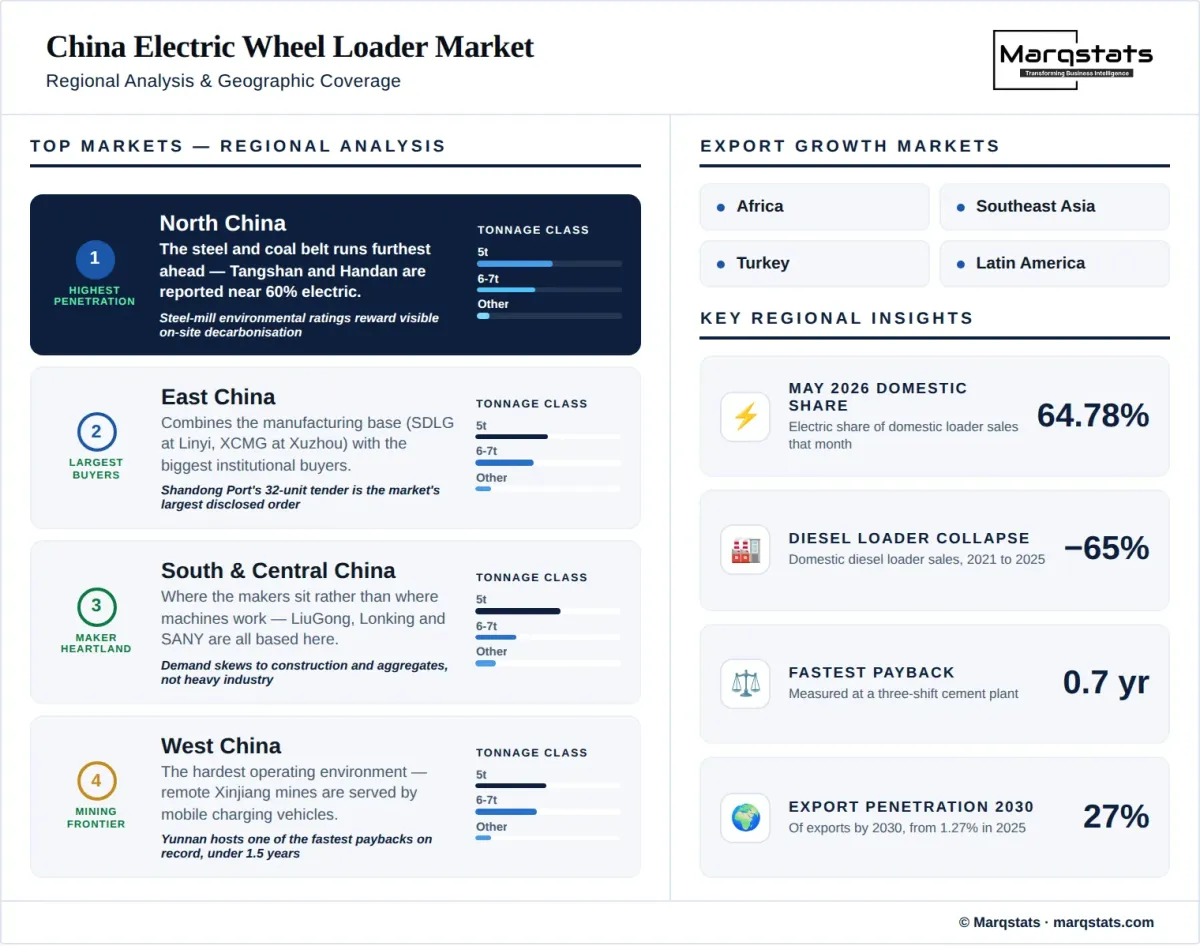 China Electric Wheel Loader Market Regional Analysis Infographic