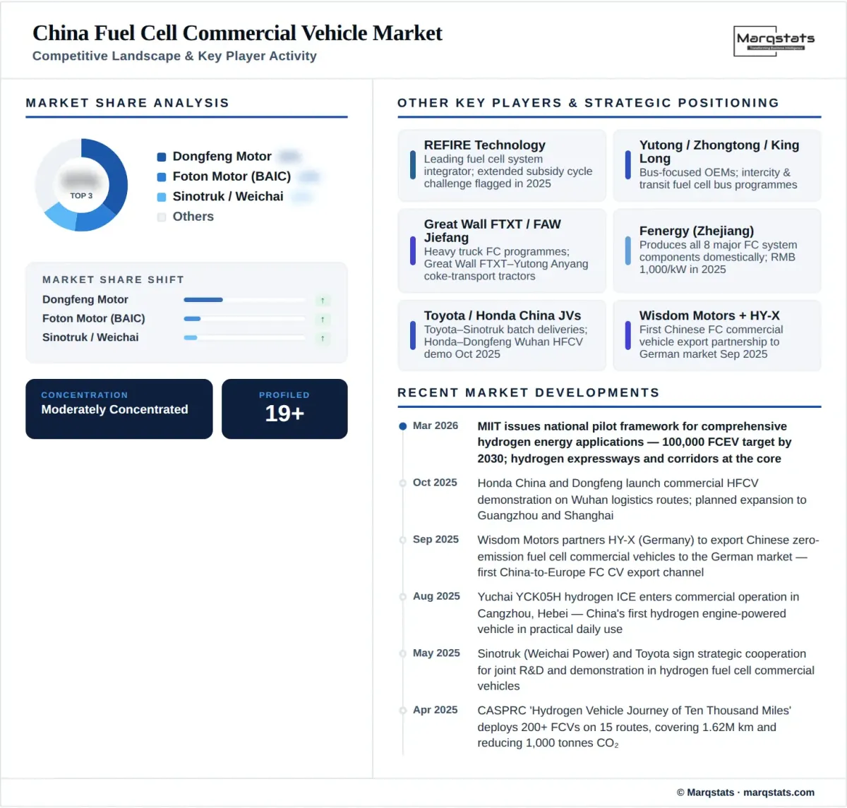 China Fuel Cell Commercial Vehicle Market Competitive Landscape Infographic