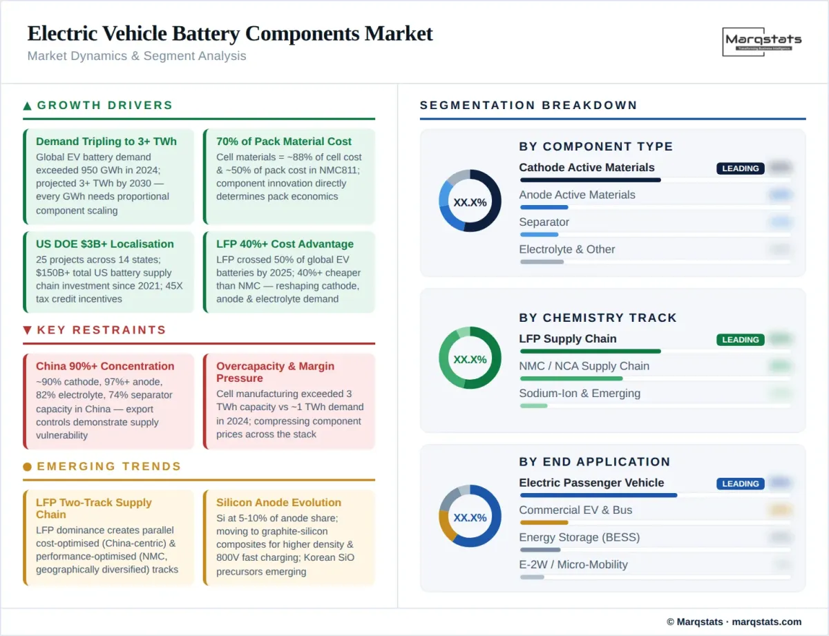 Electric Vehicle Battery Components Market Dynamics Segment Analysis Infographic