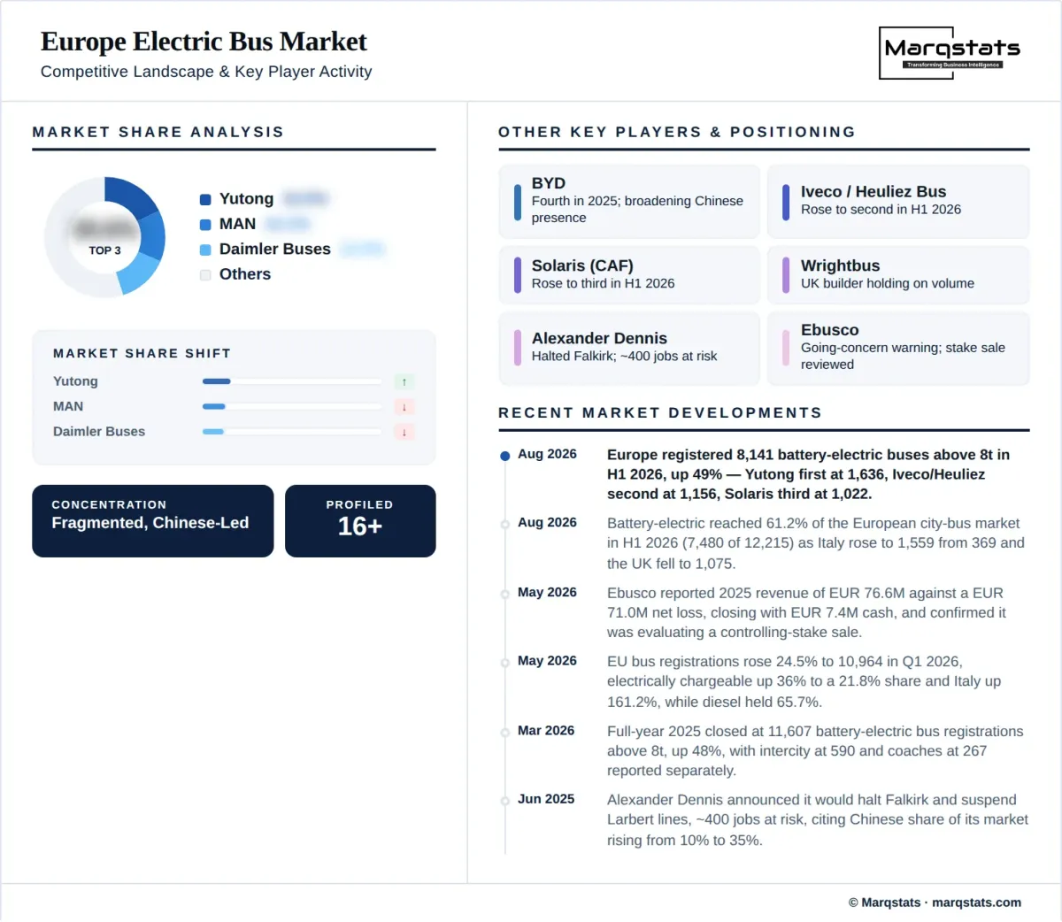 Europe Electric Bus Market Competitive Landscape Infographic