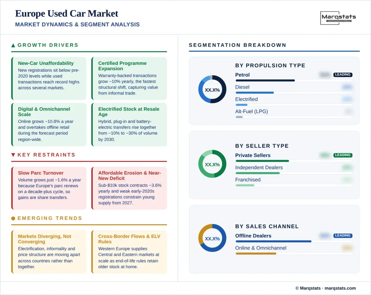 Europe Used Car Market Market Dynamics Segment Analysis Infographic Europe Used Car Market Market Dynamics Segment Analysis Infographic