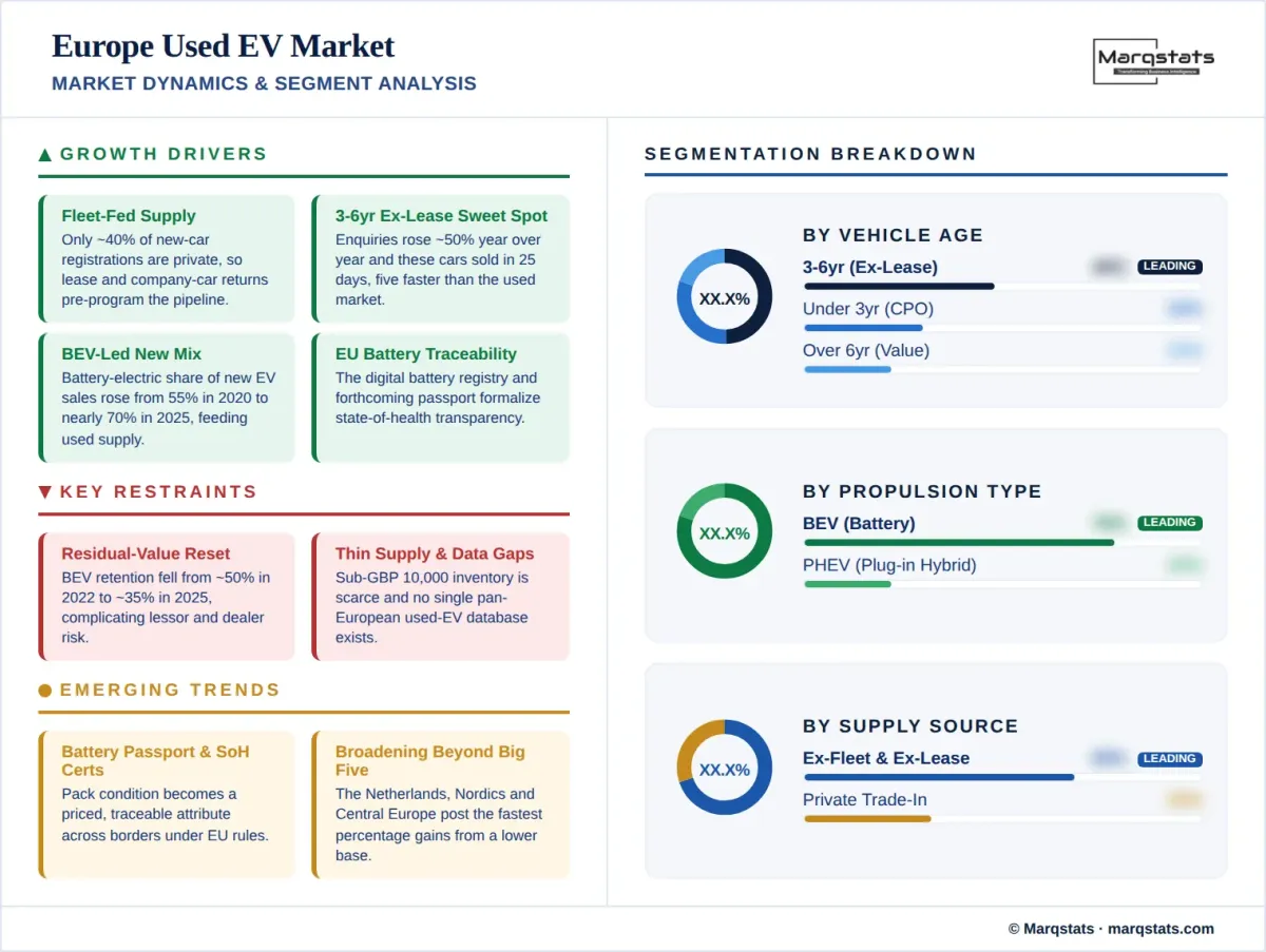 Europe Used EV Market Market Dynamics Segment Analysis Infographic
