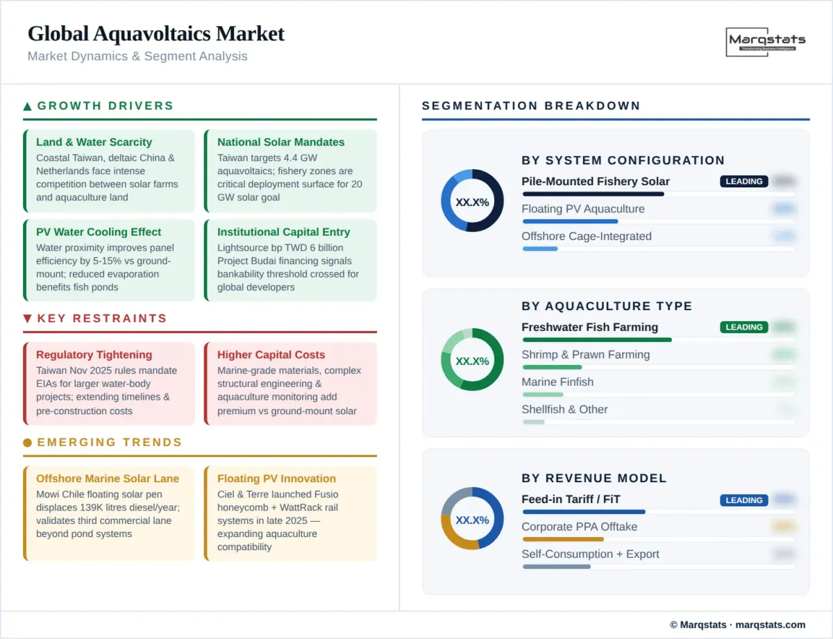 Global Aquavoltaics Market Dynamics Segment Analysis Infographic