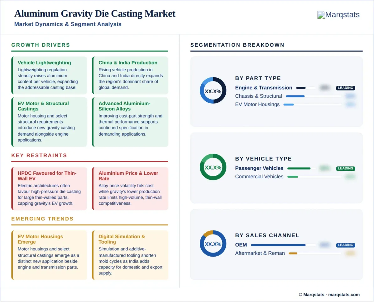 Automotive Aluminum Gravity Die Casting Market Market Dynamics Segment Analysis Infographic Automotive Aluminum Gravity Die Casting Market Market Dynamics Segment Analysis Infographic