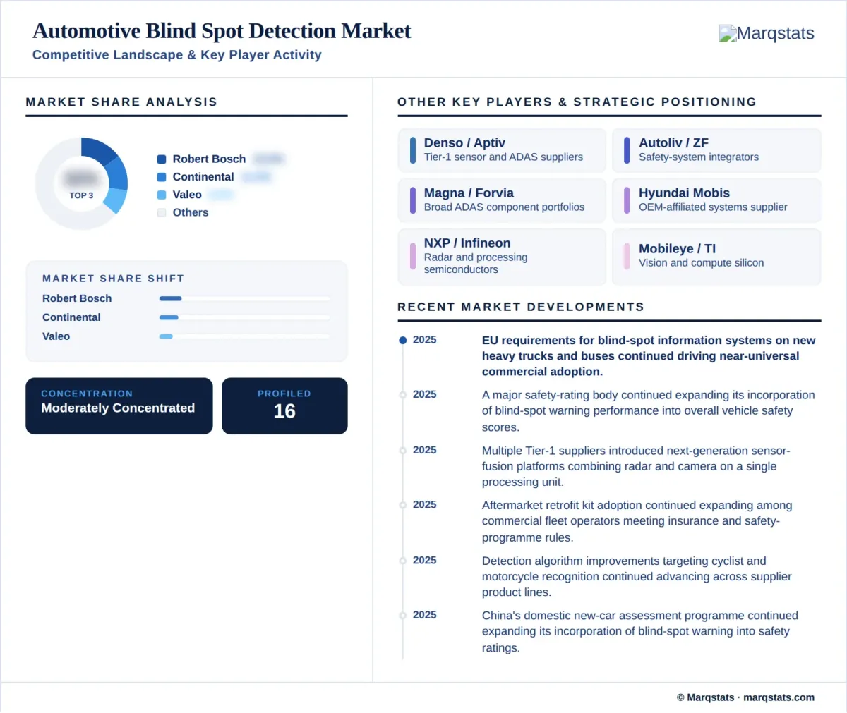 Automotive Blind Spot Detection Market Competitive Landscape Key Player Activity Infographic Automotive Blind Spot Detection Market Competitive Landscape Key Player Activity Infographic