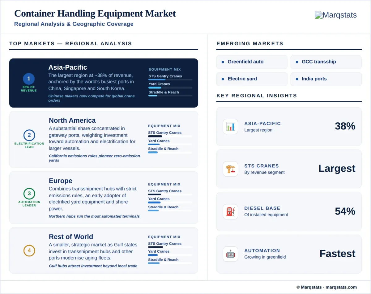 Container Handling Equipment Market Regional Analysis Geographic Coverage Infographic
