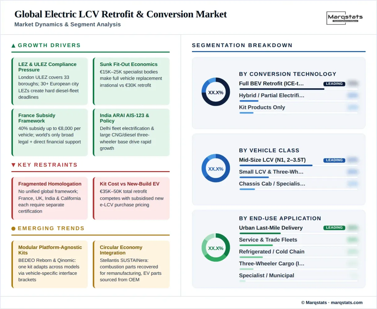 Global Electric LCV Retrofit Conversion Market Dynamics Segment Analysis Infographic Global Electric LCV Retrofit Conversion Market Dynamics Segment Analysis Infographic