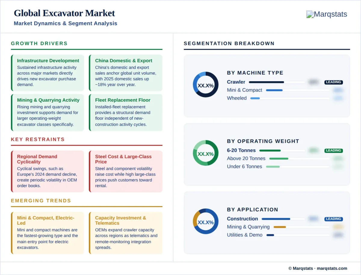 Excavator Market Market Dynamics Segment Analysis Infographic