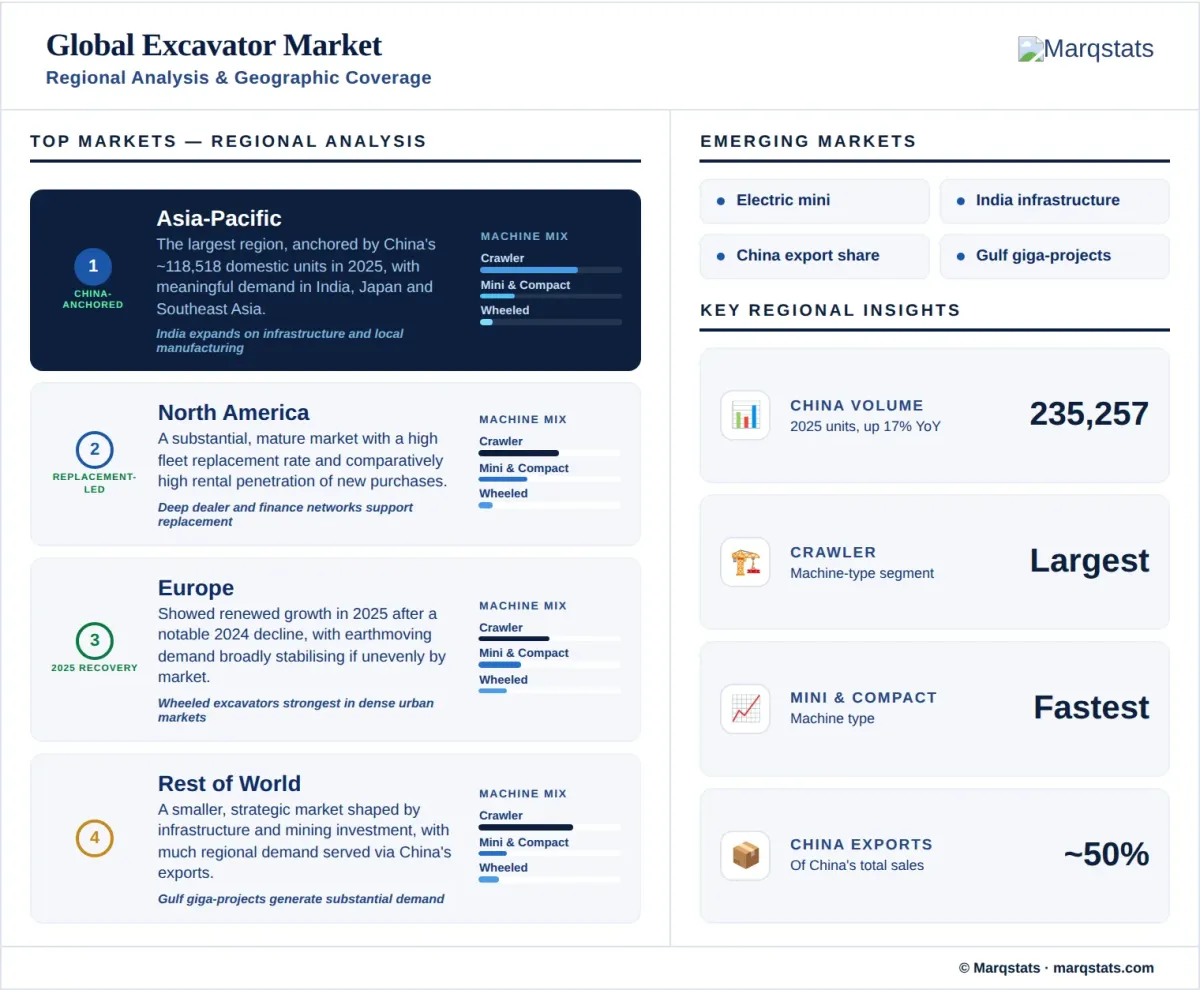 Excavator Market Regional Analysis Geographic Coverage Infographic
