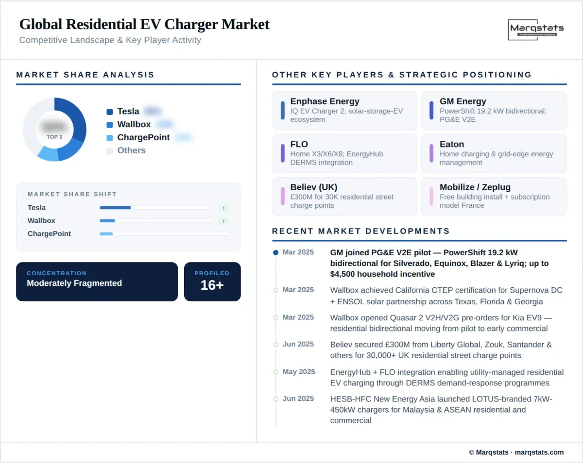 Global Residential EV Charger Market Competitive Landscape Infographic