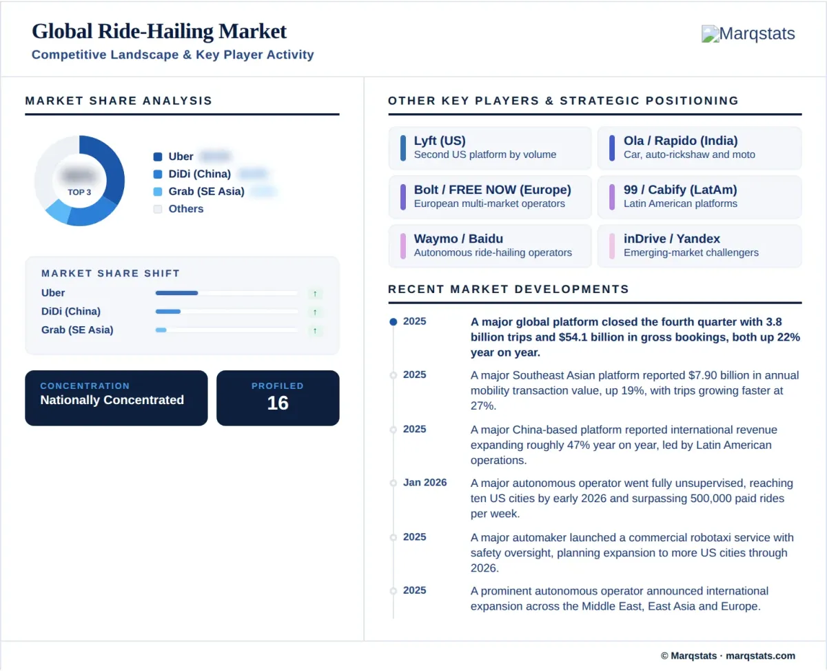 Ride Hailing Market Competitive Landscape Key Player Activity Infographic Ride Hailing Market Competitive Landscape Key Player Activity Infographic