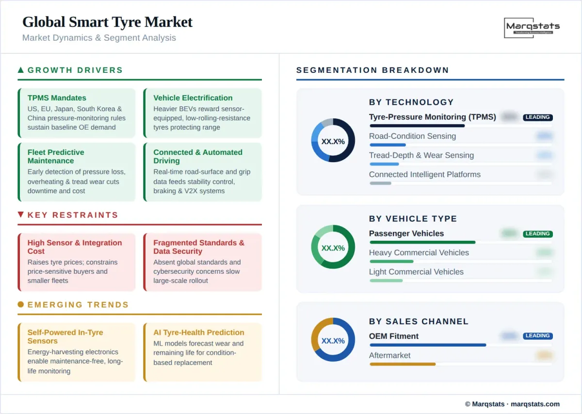 Global Smart Tyre Market Dynamics Segment Analysis Infographic Global Smart Tyre Market Dynamics Segment Analysis Infographic