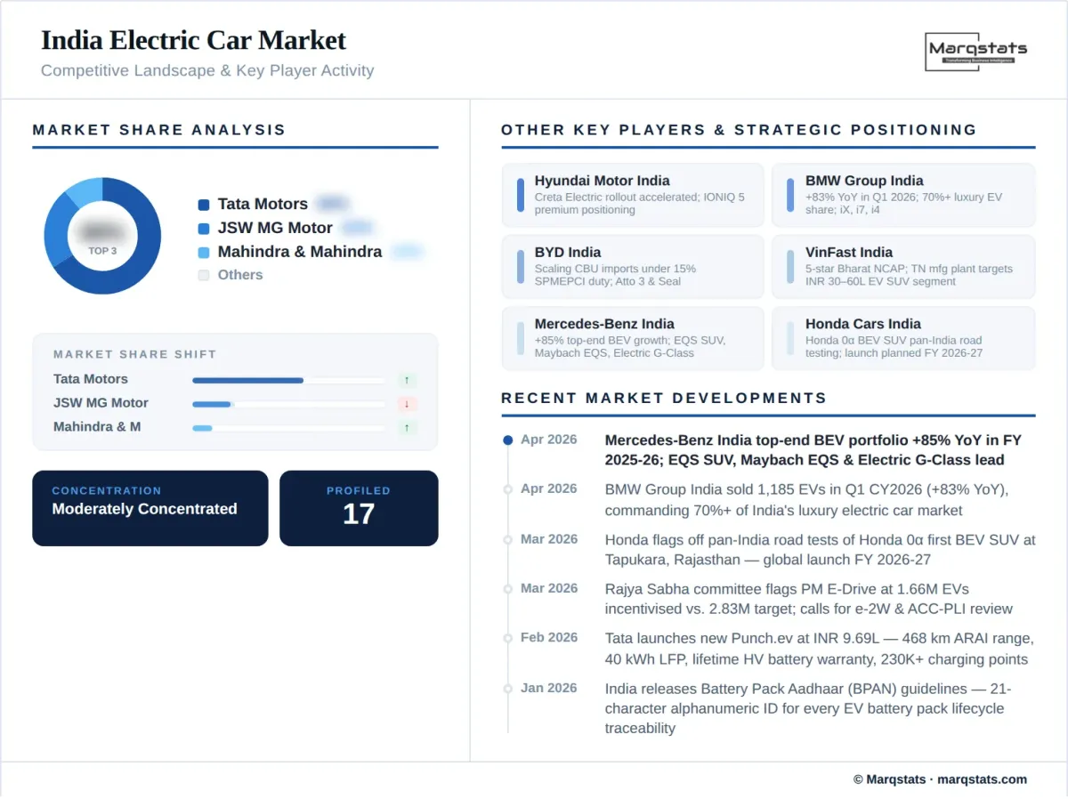India Electric Car Market Competitive Landscape Infographic