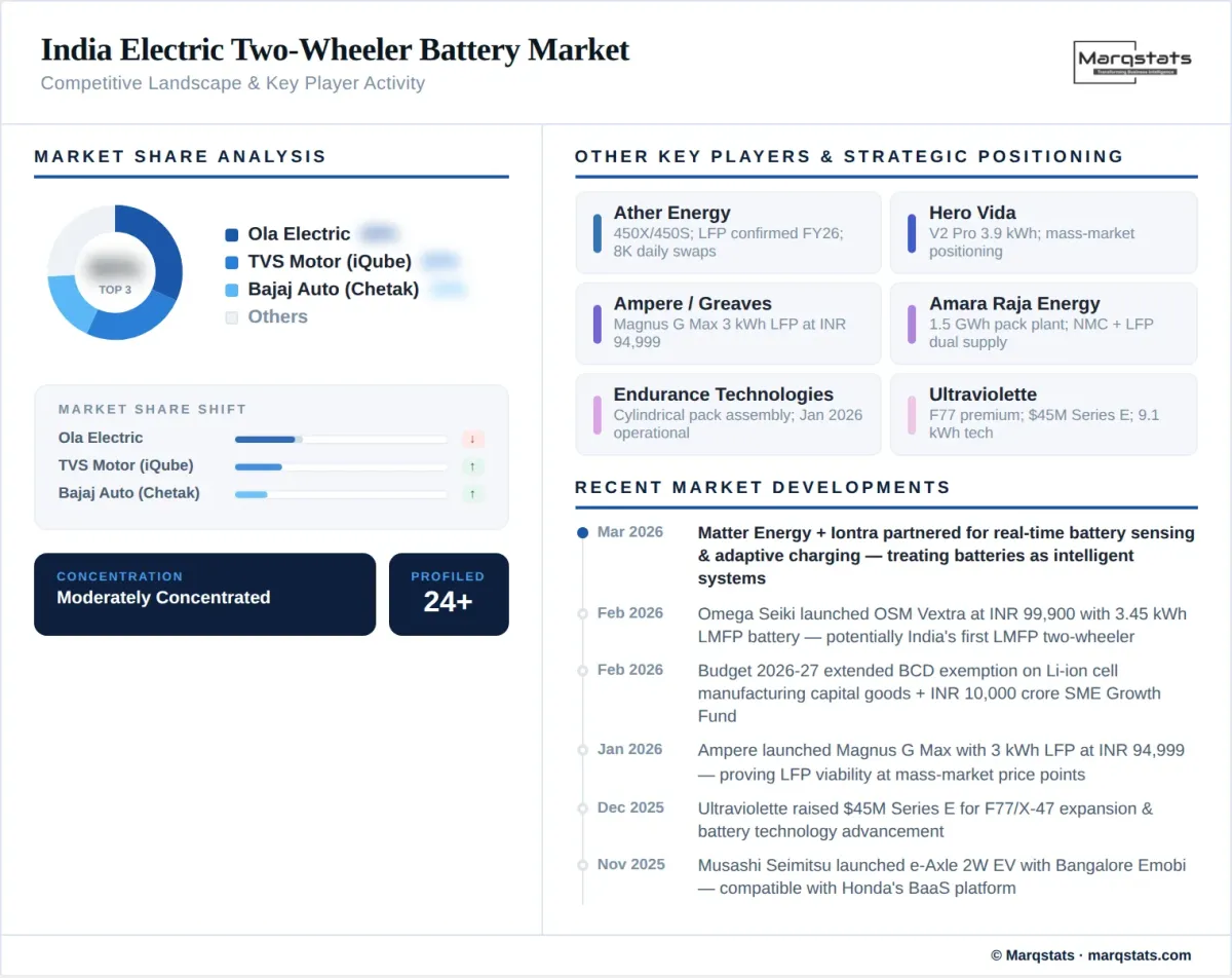 India Electric Two Wheeler Battery Market Competitive Landscape Infographic