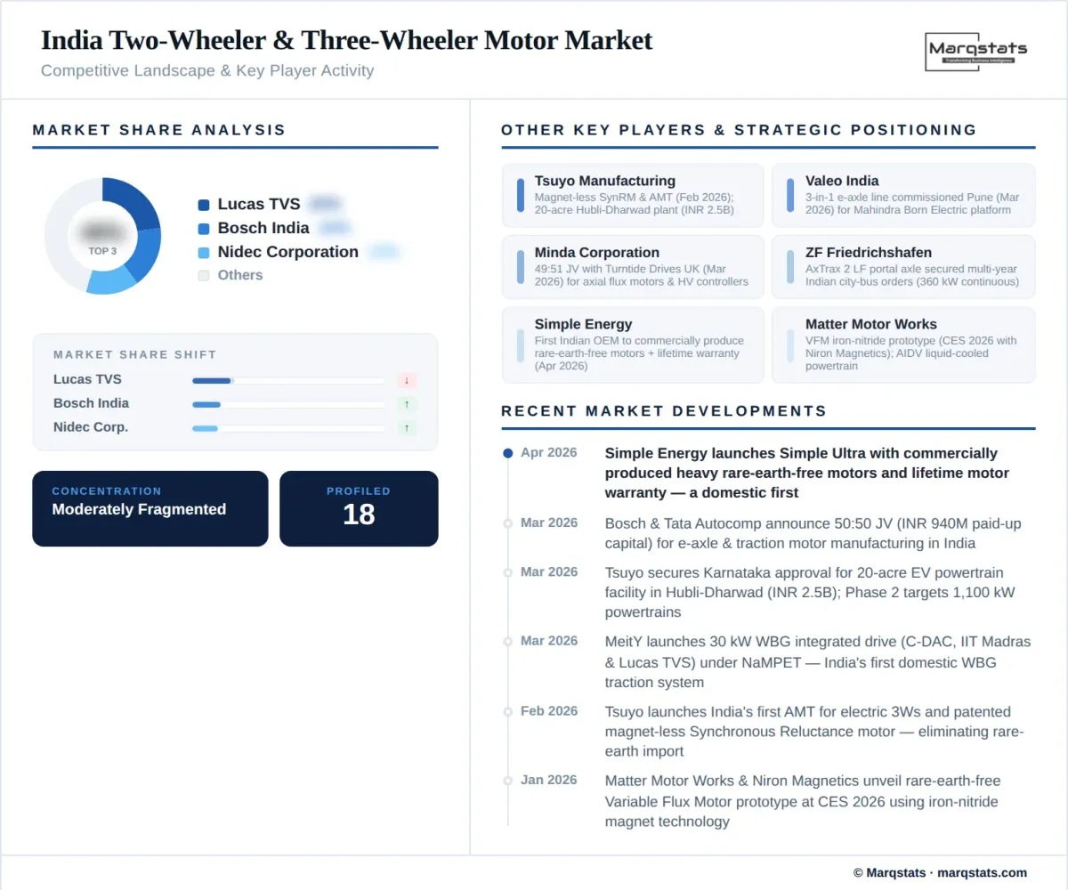 India Two Three Wheeler Motor Market Competitive Landscape Infographic