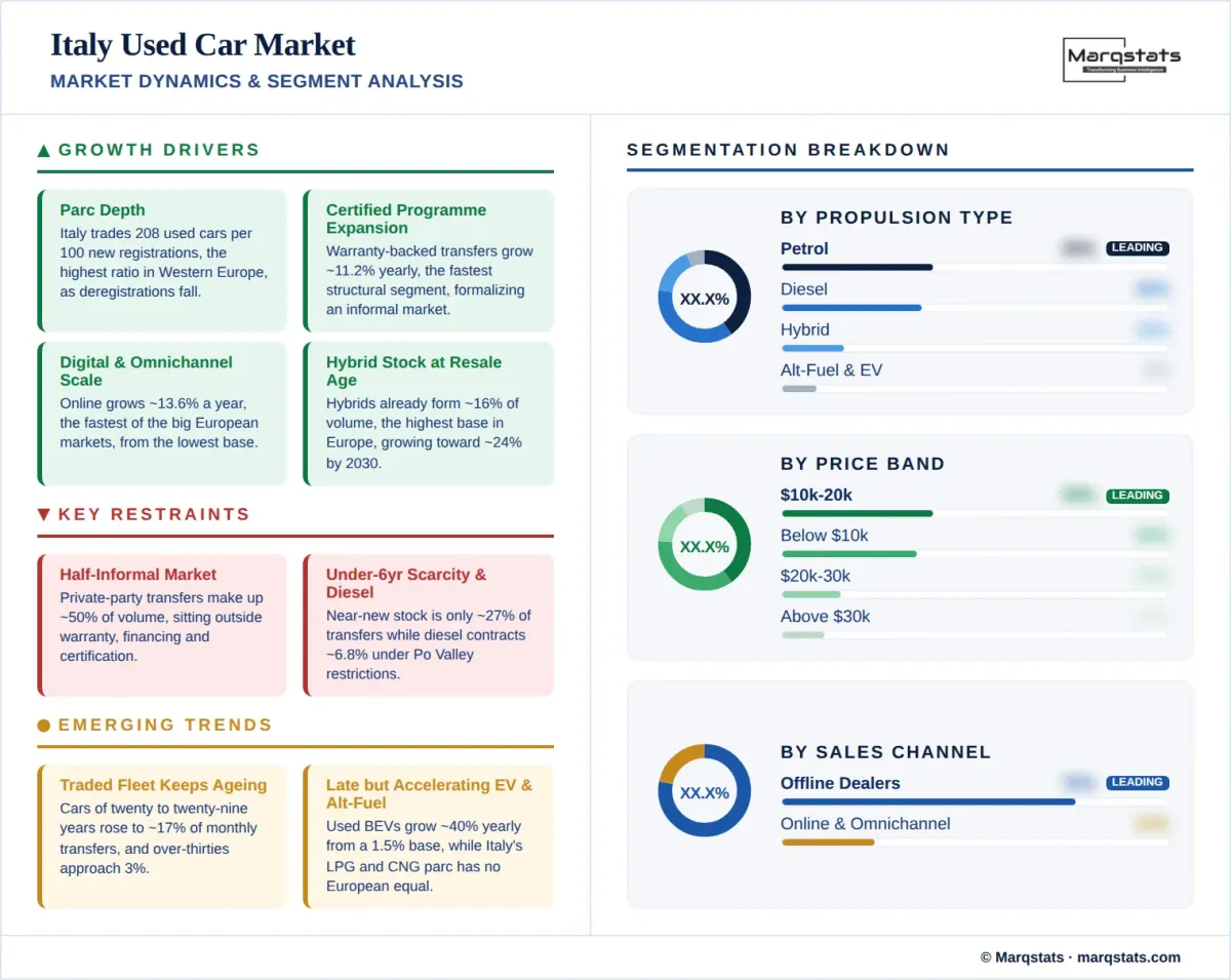 Italy Used Car Market Market Dynamics Segment Analysis Infographic