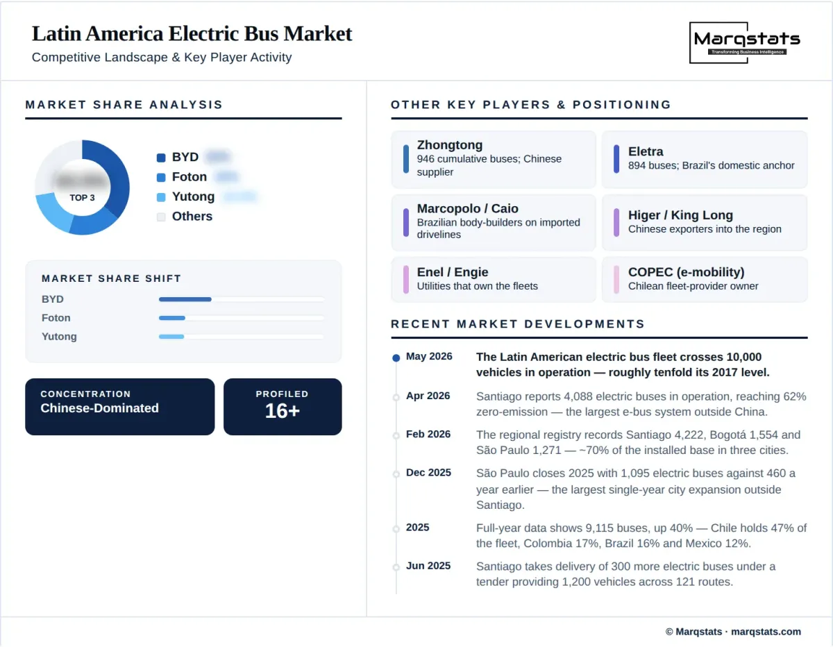 Latin America Electric Bus Market Competitive Landscape Infographic
