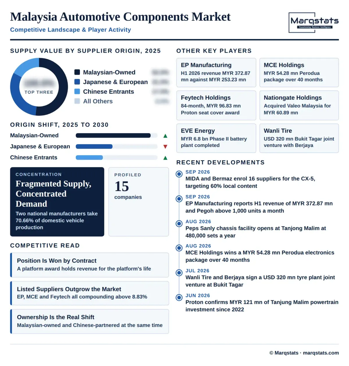 Malaysia Automotive Components Market Competitive Landscape Infographic
