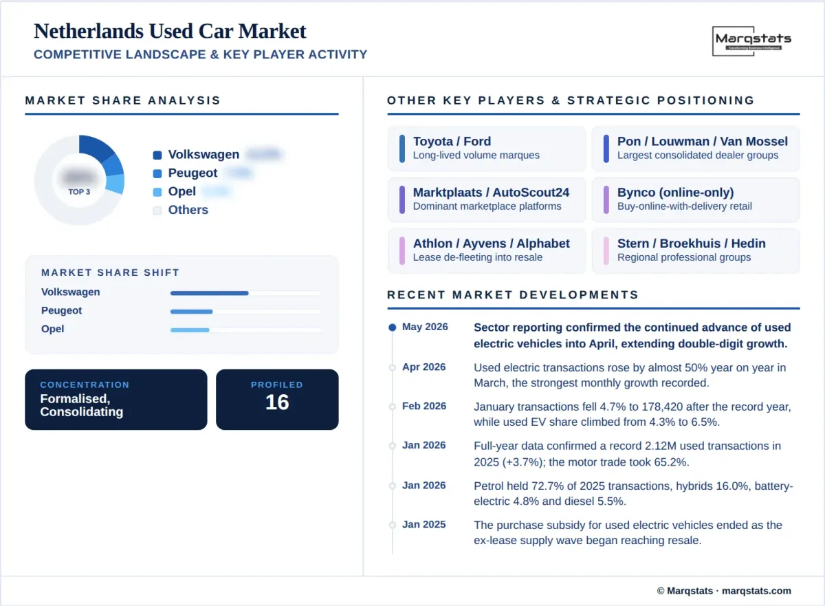 Netherlands Used Car Market Competitive Landscape Key Player Activity Infographic