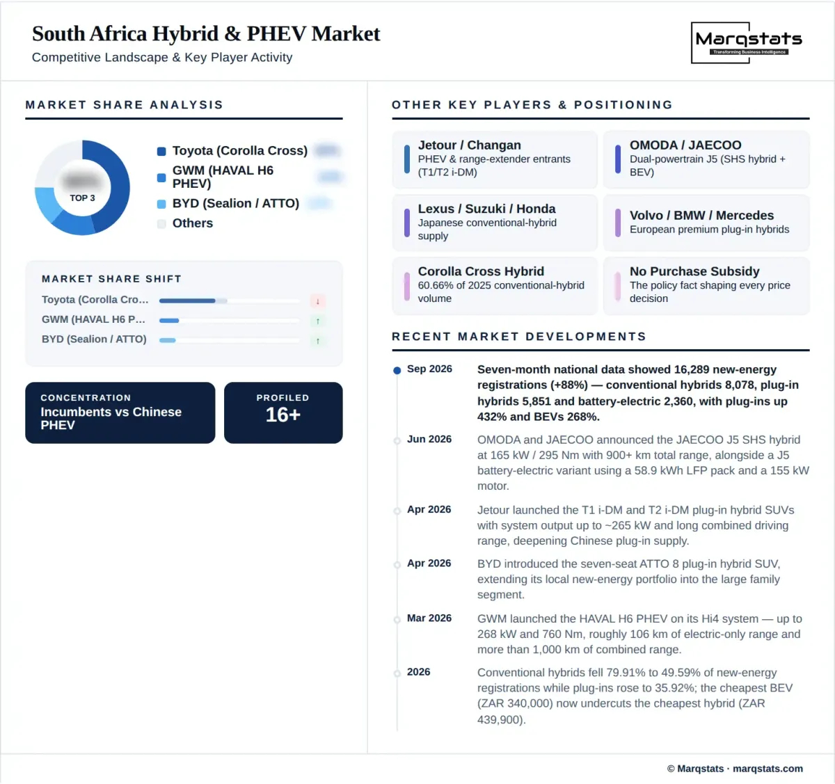 South Africa Hybrid PHEV Market Competitive Landscape Infographic South Africa Hybrid PHEV Market Competitive Landscape Infographic