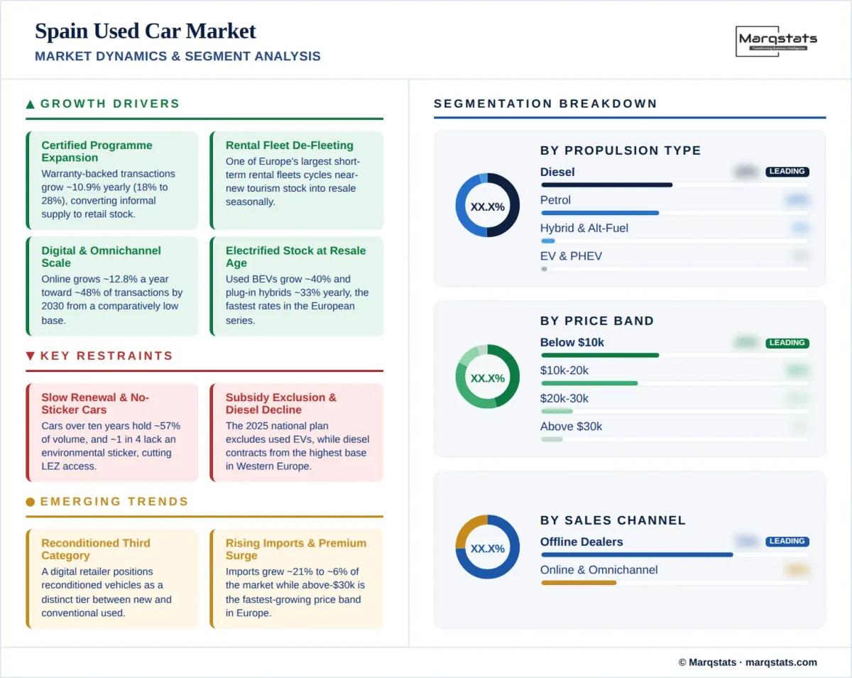 Spain Used Car Market Market Dynamics Segment Analysis Infographic