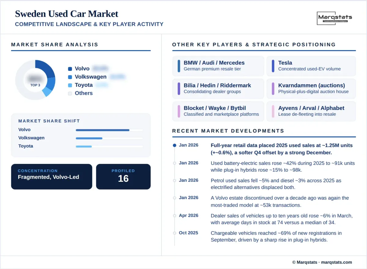 Sweden Used Car Market Competitive Landscape Key Player Activity Infographic