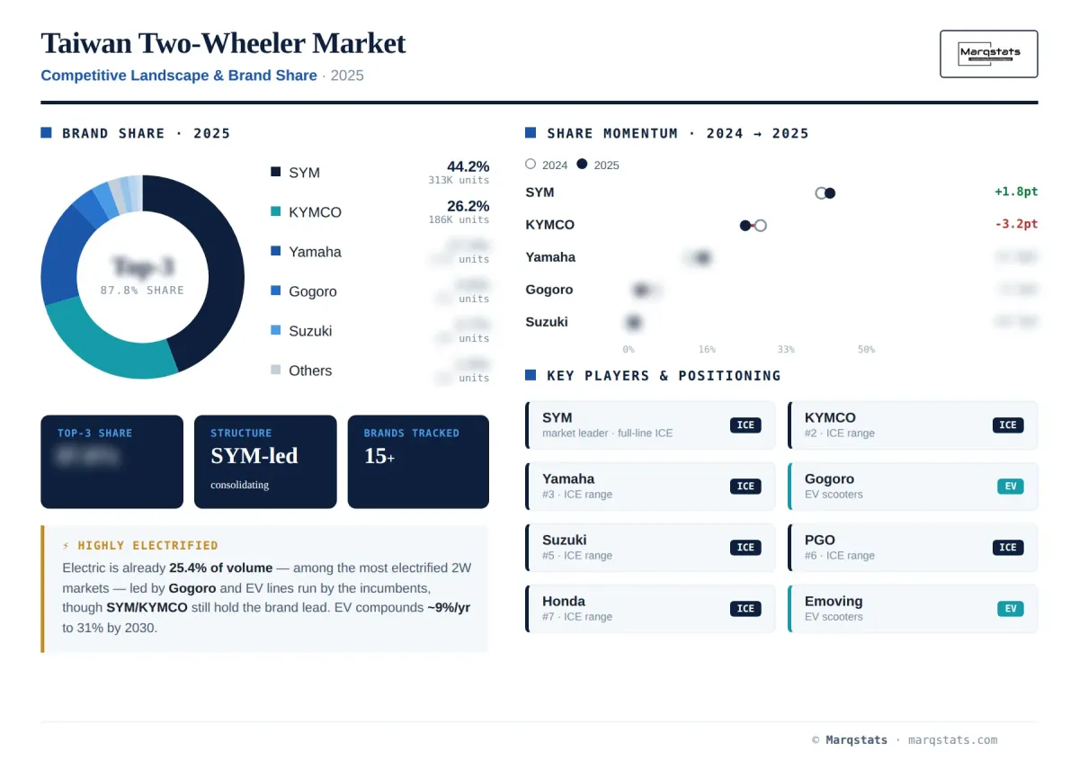 Taiwan Two Wheeler Competitive Landscape Brand Share Infographic