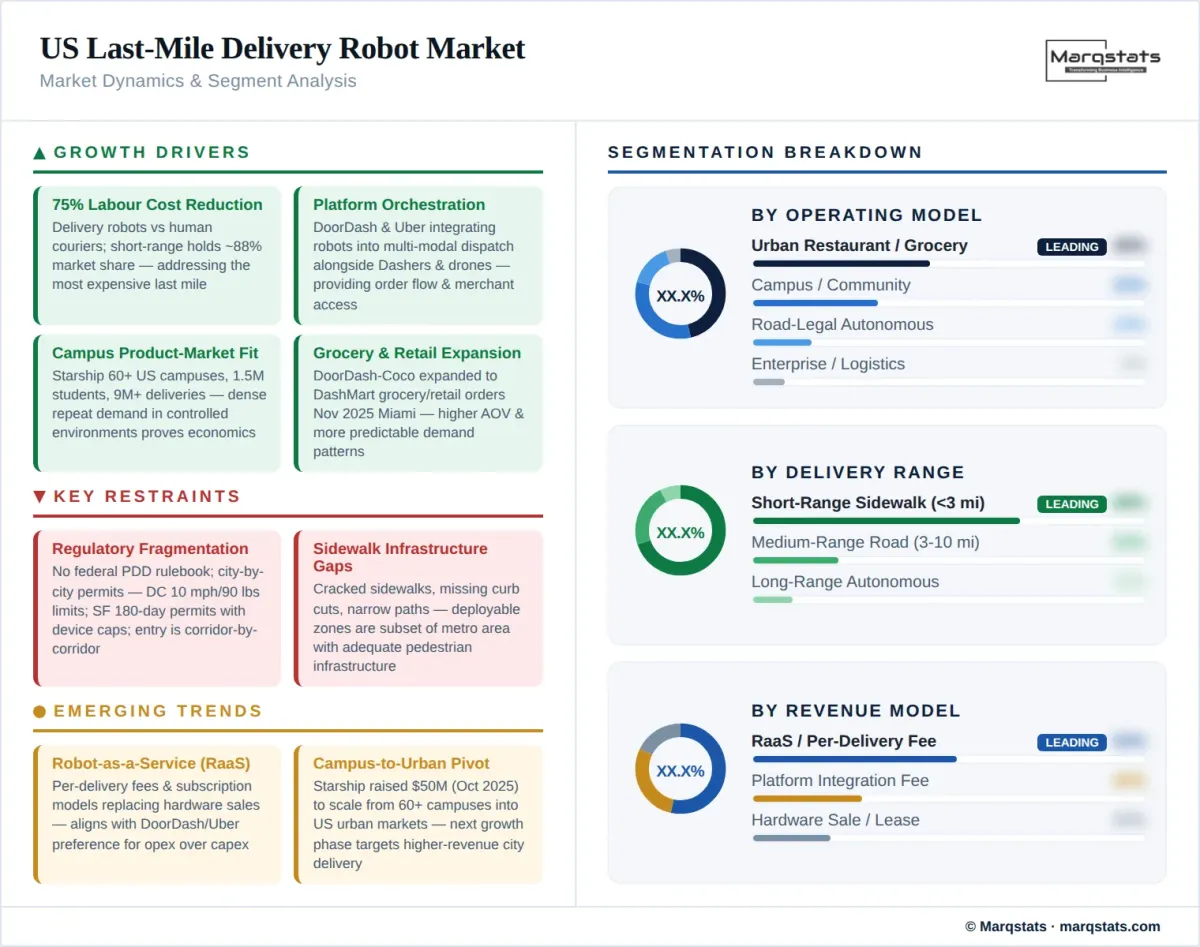 US Last Mile Delivery Robot Market Dynamics Segment Analysis Infographic