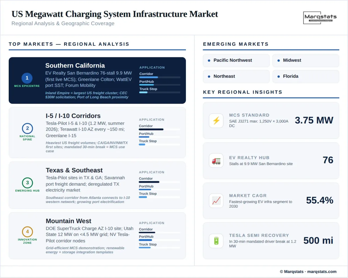 US Megawatt Charging System Infrastructure Market Regional Analysis Infographic